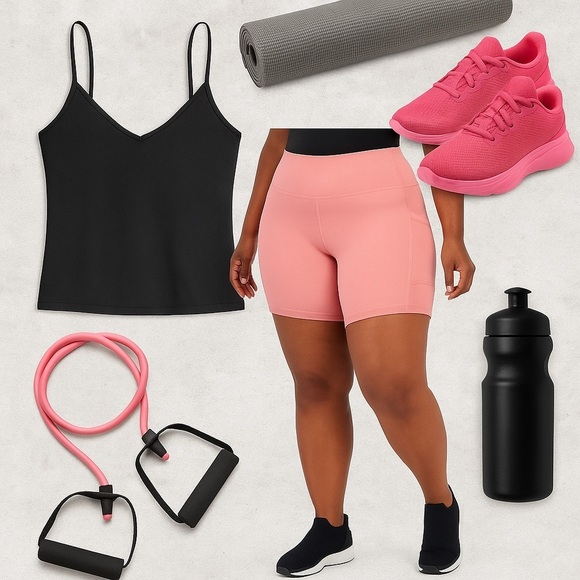 NWT Ideology Women’s Bike Shorts | Size 2X | Pink | Pockets & Stretch Waist - Picture 1 of 8